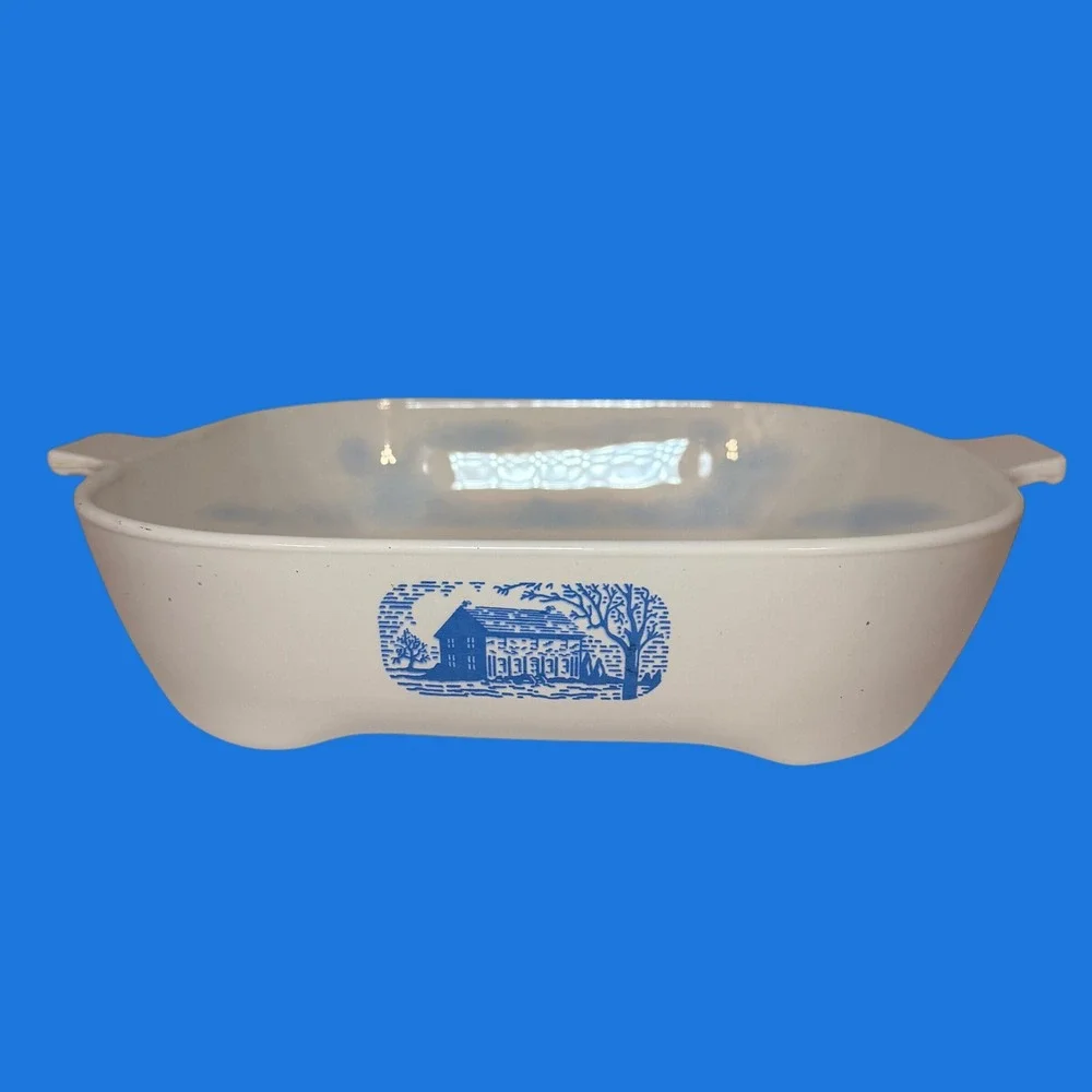 Vintage Corning Ware Amana Radarange Browning‎ Skillet Blue Homestead White 10in